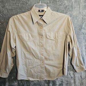 Lee Women's Sz Lg Beige Shirt Cotton Vintage shirt blouse long sleeve